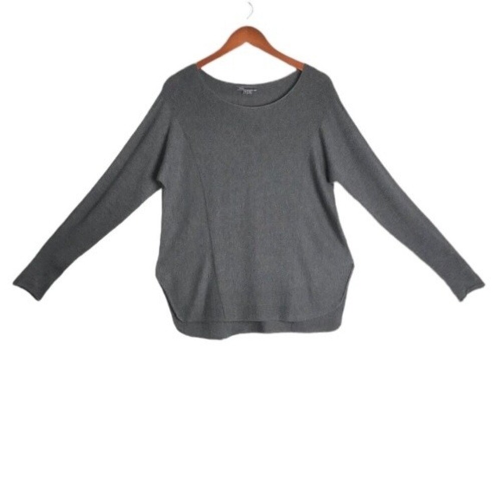 Vince Womens Rack Stitch Wool Cashmere Blend Contrast Rib Knit Gray Sweater Top - Picture 3 of 9